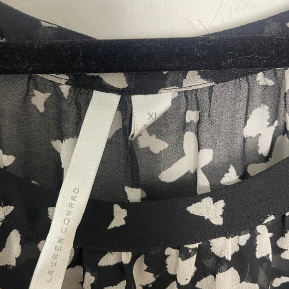 ⭐Butterfly Sheer Bow Tie Peasant Cottage Coquette Boho Hipster Hippie Art Blouse - Picture 4 of 7